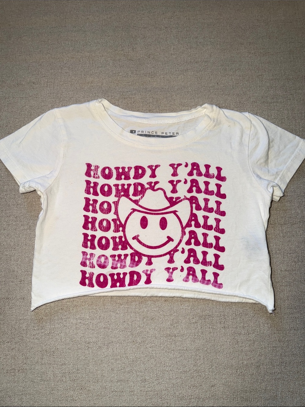 Prince Peter Collection White Tee with Pink 'Howdy Y'all' Graphic